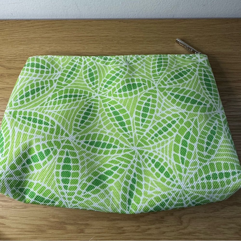 Clinique Green Leaf Patterned Cosmetics Bag